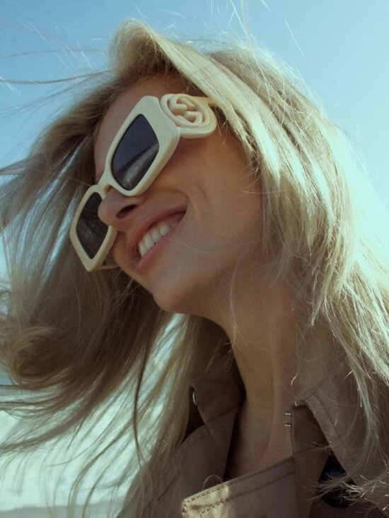 Gucci GG1325S 002 Square Sunglasses - Ivory\\Grey main image 5